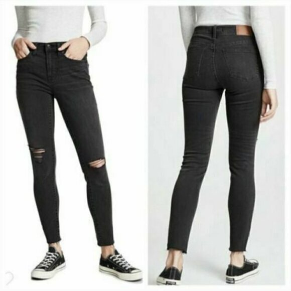 Madewell Denim - Madwell 9" Mid-Rise Skinny Jeans in Black Sea